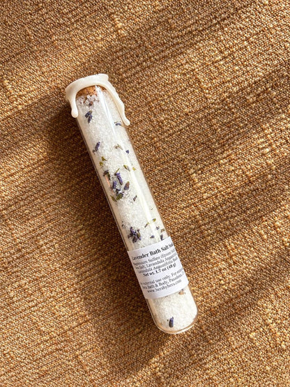 Bath Salt Tube, Glass Floral with Natural Cork and Wax Seal