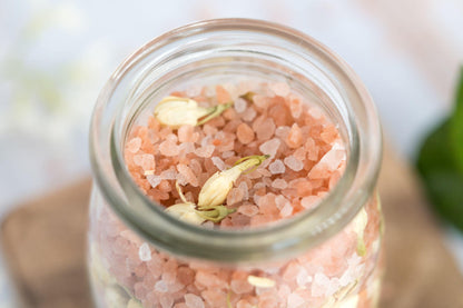 Botanical Bath Salt Soak in Glass Jar with Bamboo Spoon | Rose, Lavender, Citrus & Jasmine | Hera by Hera