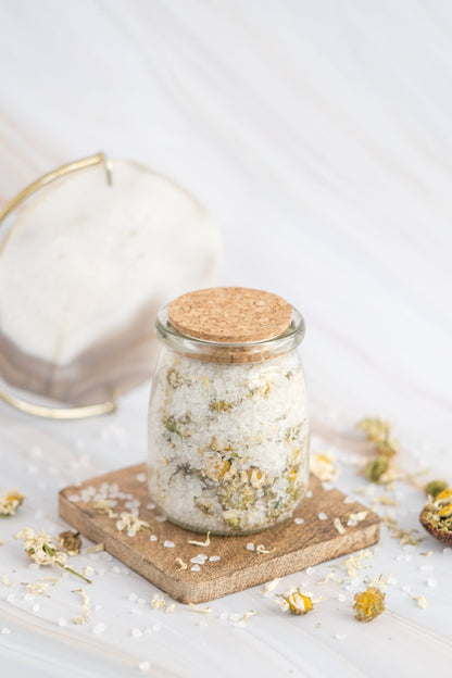 Botanical Bath Salt Soak in Glass Jar with Bamboo Spoon | Rose, Lavender, Citrus & Jasmine | Hera by Hera