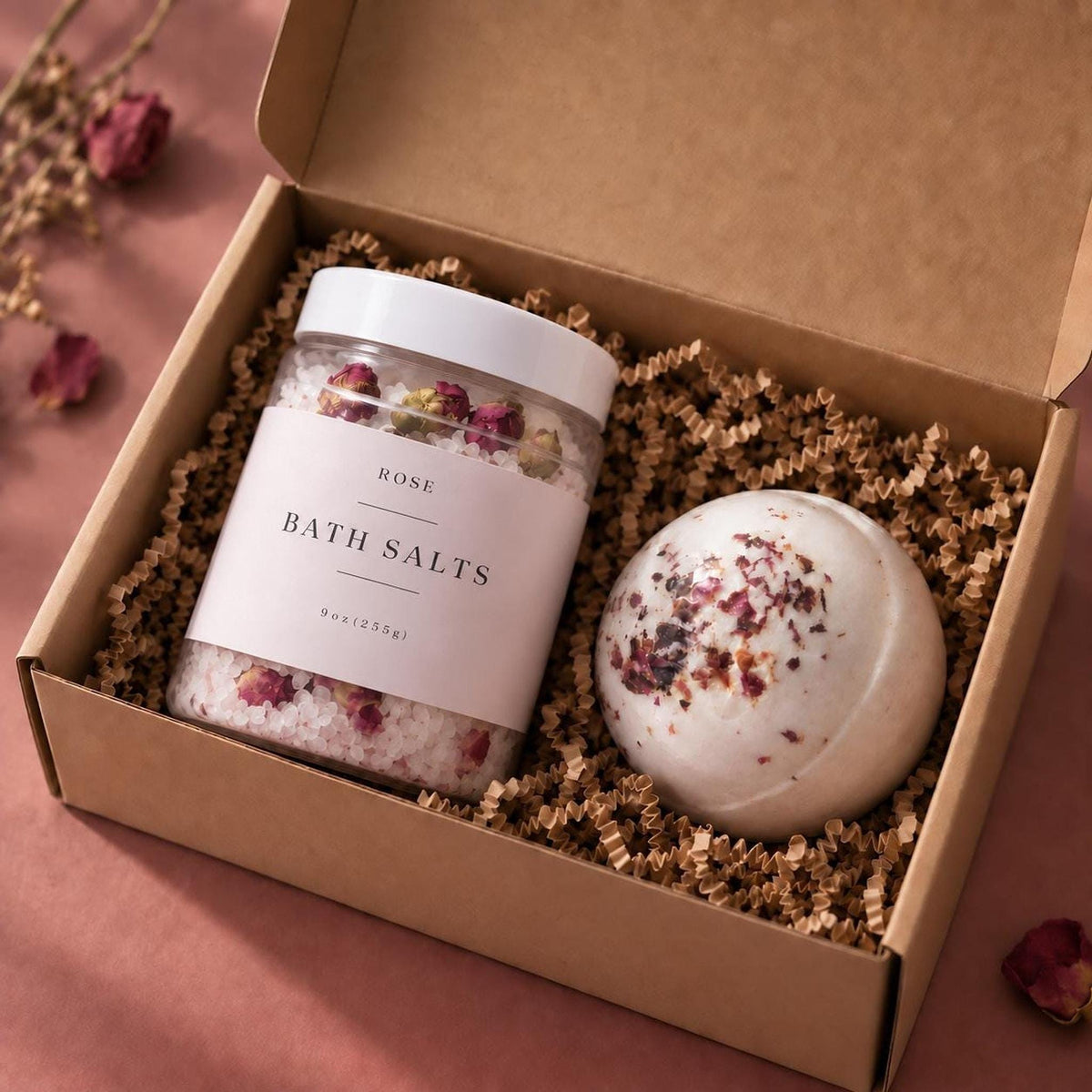 Rose Thinking of  You Spa Gift Set of 2 | Bath Salts and Bath Bomb