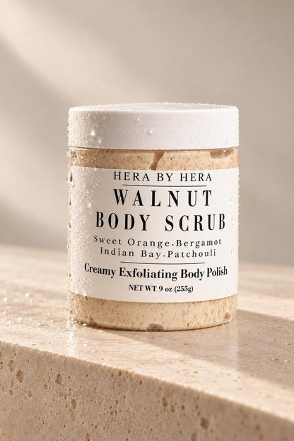 Walnut Body Scrub, Creamy Indian Bay Exfoliator with Sweet Orange, 9 oz