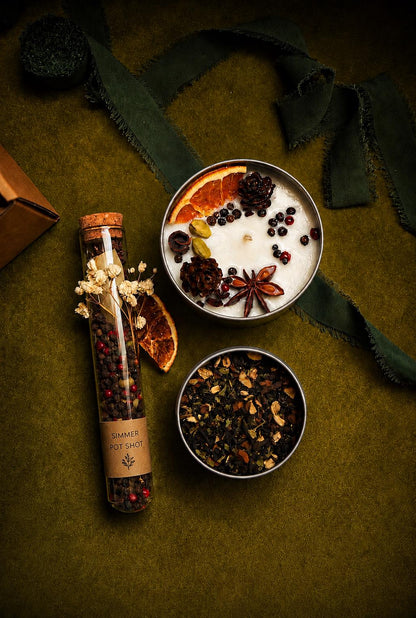 Cozy Home Gift Set with Simmer Pot, Candle & Loose Leaf Tea