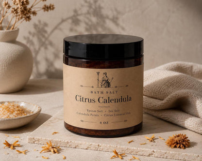 Bath Salts Soak with Sea Salt and Essential Oils | lavender, Eucalyptus, Citrus Calendula | Walnut Body Scrub