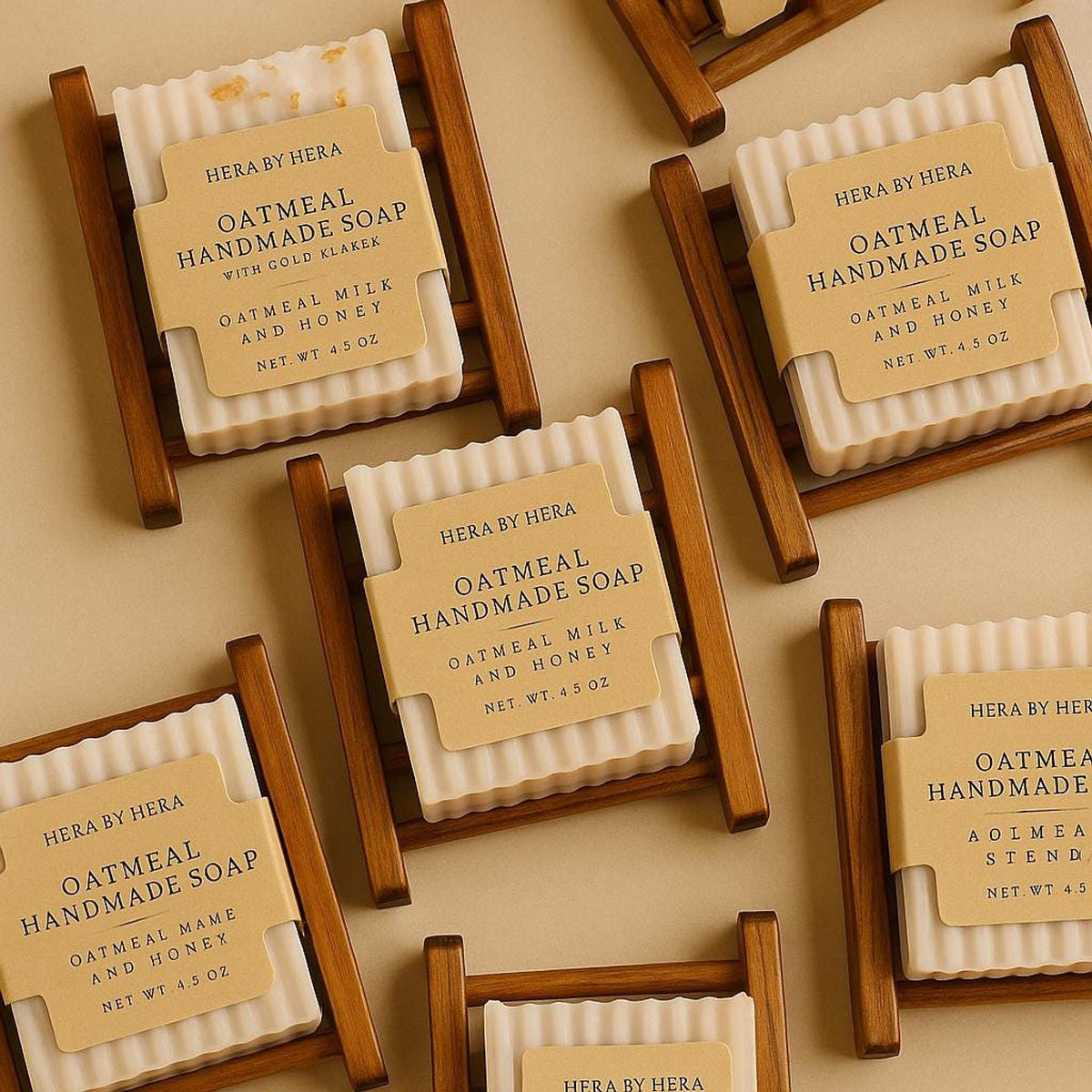 Oatmeal Honey Soap, 4.5 Oz Goat Milk Bar with Bamboo Dish
