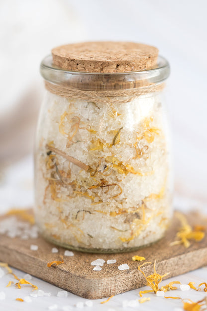 Botanical Bath Salt Soak in Glass Jar with Bamboo Spoon | Rose, Lavender, Citrus & Jasmine | Hera by Hera