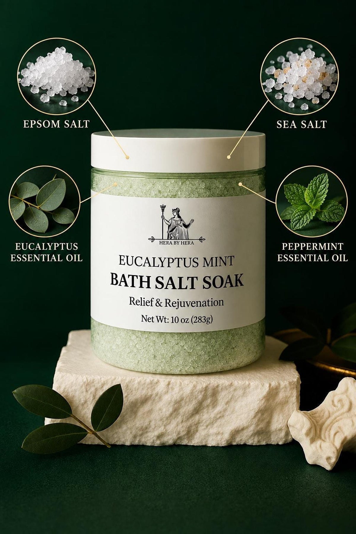 Bath Salts Soak with Sea Salt and Essential Oils | lavender, Eucalyptus, Citrus Calendula | Walnut Body Scrub