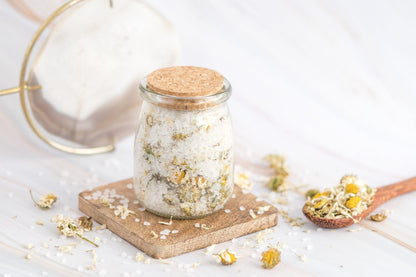 Botanical Bath Salt Soak in Glass Jar with Bamboo Spoon | Rose, Lavender, Citrus & Jasmine | Hera by Hera