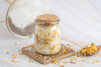 Botanical Bath Salt Soak in Glass Jar with Bamboo Spoon | Rose, Lavender, Citrus & Jasmine | Hera by Hera