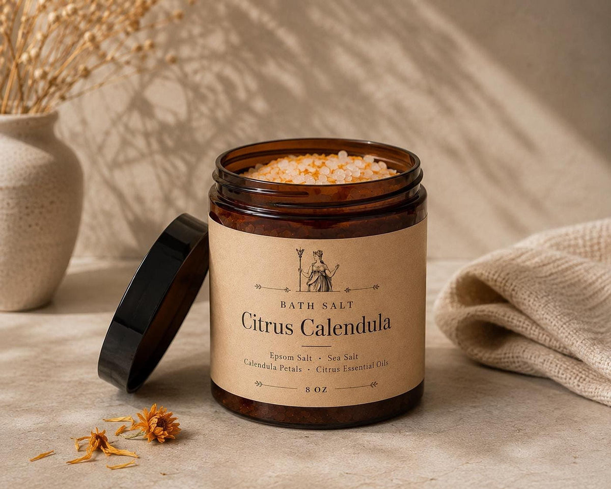 Bath Salt Gift Set, Citrus Calendula and Honey Oat Soap