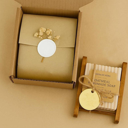 Oatmeal Honey Soap, 4.5 Oz Goat Milk Bar with Bamboo Dish