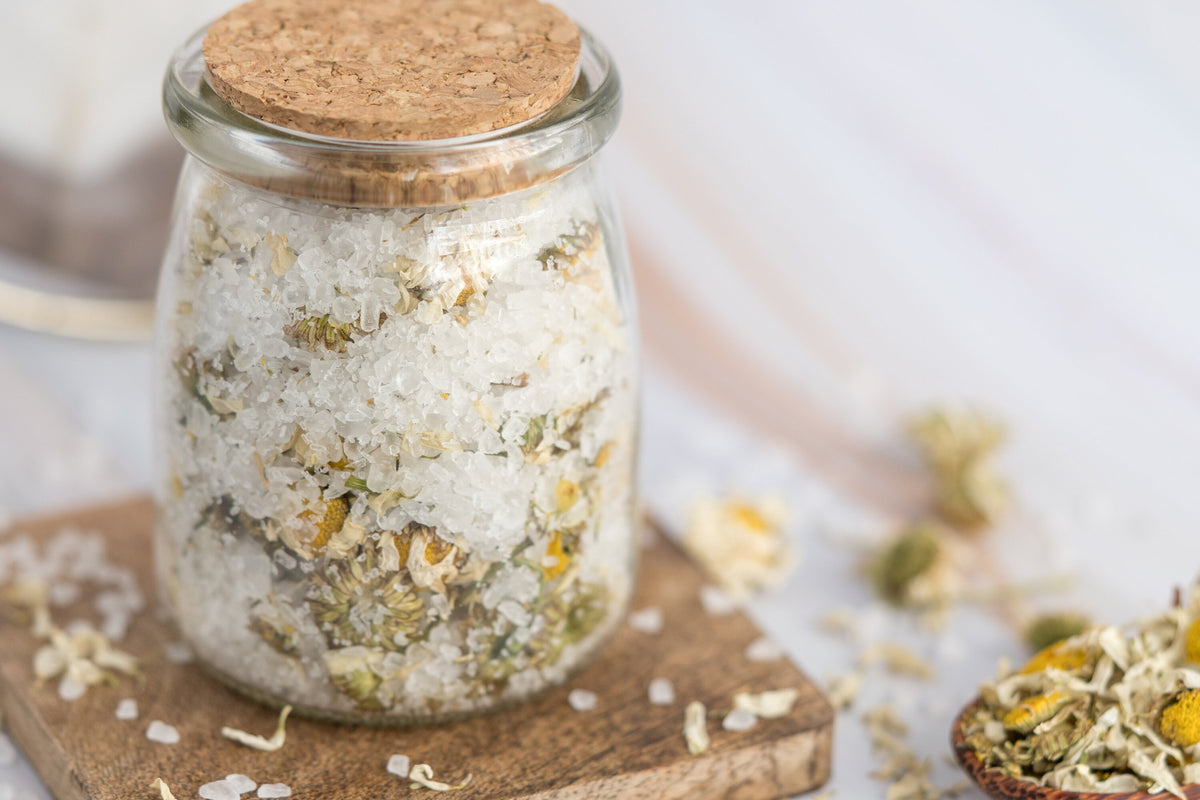 Botanical Bath Salt Soak in Glass Jar with Bamboo Spoon | Rose, Lavender, Citrus & Jasmine | Hera by Hera