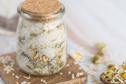 Botanical Bath Salt Soak in Glass Jar with Bamboo Spoon | Rose, Lavender, Citrus & Jasmine | Hera by Hera