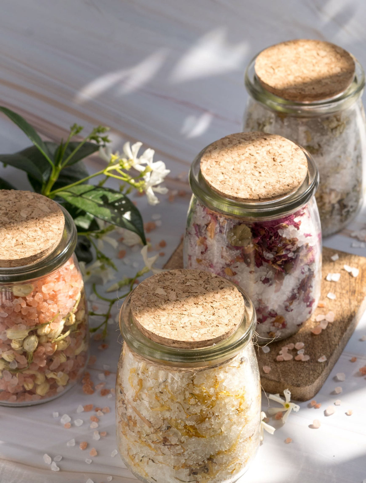 Botanical Bath Salt Soak in Glass Jar with Bamboo Spoon | Rose, Lavender, Citrus & Jasmine | Hera by Hera