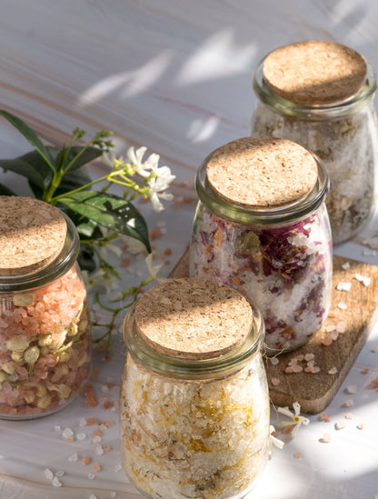 Botanical Bath Salt Soak in Glass Jar with Bamboo Spoon | Rose, Lavender, Citrus & Jasmine | Hera by Hera